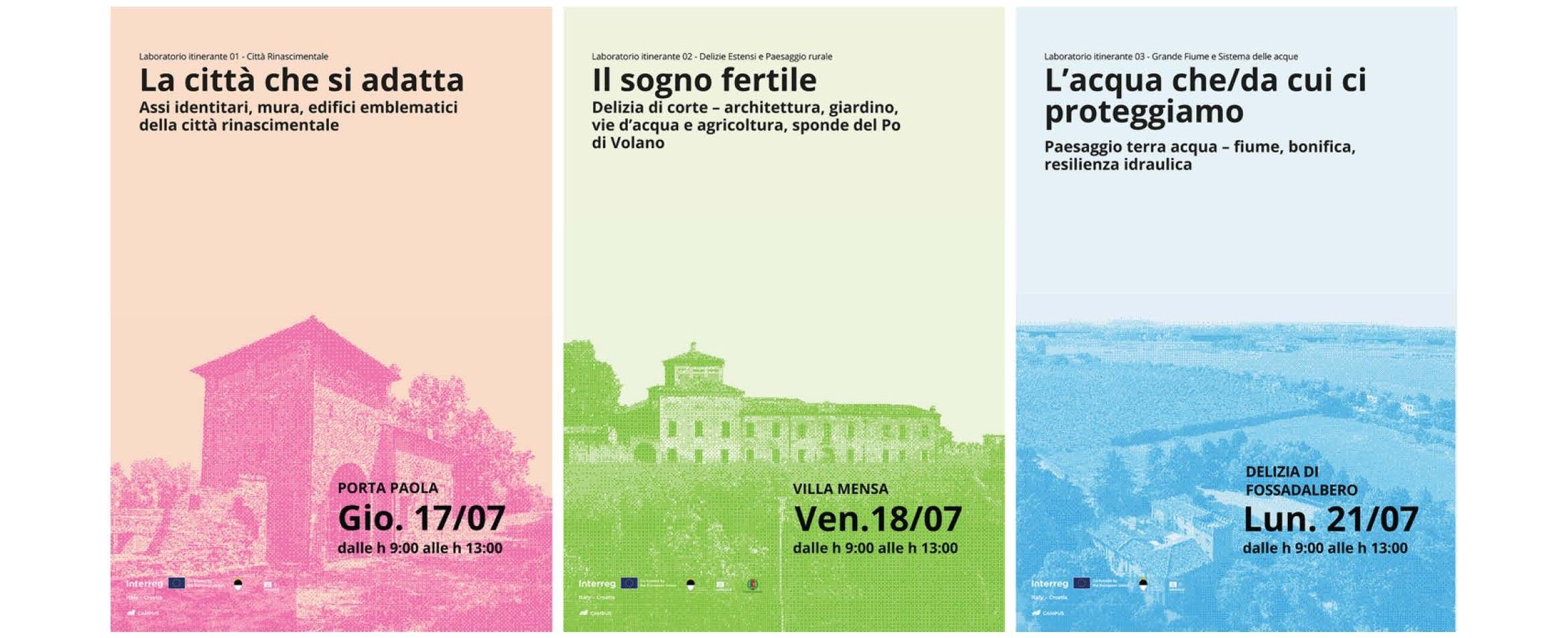 Le cartoline di invito dei tre Living Labs